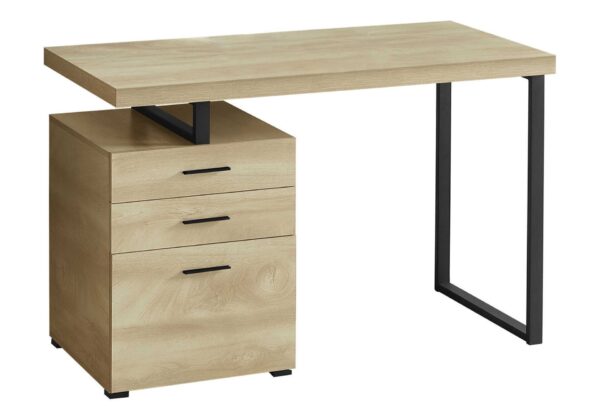 Computer Desk For Home Office, Laptop, Left, Right Set - Up, 3 Storage Drawers, Contemporary And Modern - Natural