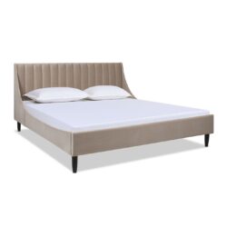 Aspen - King Vertical Tufted Headboard Platform Bed Set - Mink Beige