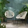 Nusa - Modern Outdoor Chair Set With Polyethylene Rattan And Iron Frame - White - Image 2