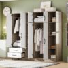 6 Door Wardrobe With Shelves And Drawers - Natural - Image 8