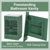 20" Bathroom Vanity With Sink, Freestanding Cabinet With Door Shelf And Adjustable Shelf, And Ceramic Construction - Green - Image 6