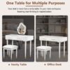 Modern Vanity Table Set With Mirror Touch Screen Lighted Mirror, Dressing Table And Cushioned Stool Set With 2 Large Drawers - White - Image 5
