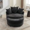 360° Swivel Accent Barrel Chair With Storage Ottoman & 4 Pillows, Modern Chenille Leisure Chair Round Accent For Living Room - Gray - Image 15