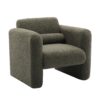 Modern Accent Chair Lambskin Sherpa Upholstered Comfy Reading Arm Chair Soft Padded Armchair With Back And Pillow For Living Room - Seaweed Green - Image 11