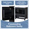 30" Bathroom Vanity With Sink, 1 Door With Shelf And 3 Drawers, Soft Close Door - Black - Image 5