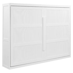Queen Size Murphy Wall Bed Modern Design With LED Lights - White