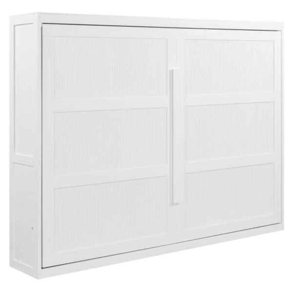 Queen Size Murphy Wall Bed Modern Design With LED Lights - White