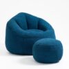 Bedding Bean Bag Sofa Chair High Pressure Foam Bean Bag Chair Adult Material With Padded Foam Padding Compressed Bean Bag With Footrest - Blue - Image 20