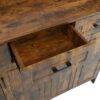 Minimalist 4 Door Shoe Cabinet With Coat Rack, Spacious Top, 3 Drawers, 8 Shelves, Metal Hooks And Handles For Hallway - Rustic Brown - Image 8
