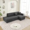 Jessica - Lamb Wool Right Facing Sectional Sofa With Chaise - Dark Gray - Image 12