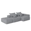 Modern Oversized Modular Sectional Sofa With Ottoman, Seat, Chaise Lounge And Armrest, Sparkling Chenille Fabric Soft Cushion Sofa With 4 Pillows, 4 Pieces Diy Combination Tufted Sofa, No Assembly Required - Gray - Image 16