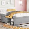 Versatile Full Bed With Trundle, Under Bed Storage Box And Nightstand - Gray - Image 7