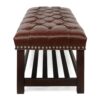 Bedroom End Of Bed Bench Tufted Upholstered End Of Bed Bench End Of Bed Entrance Shoe Bench, 60" With Nailhead Trim And Shelf Bedroom Upholstered Leather Bench Living Room Shoe Rack Footstool - Dark Brown - Image 9