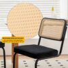 Dining Chairs, Velvet Rattan Side Accent Chairs With Painted Legs, Modern Mid - Century Breuer Designed Chairs, Upholstered Dining Living Room Kitchen Chairs (Set of 2) - Black - Image 6