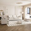 3 Piece Living Room Set Modular L Shaped Sectional Couch Upholstered, 3 Seater Sofa & Armchair & Movable Ottoman 5 Seat - Beige - Image 12