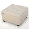 Modern Glam Ottoman With Velvet Upholstery And Button Tufted Design - Ivory - Image 3
