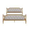 Traditional Style Solid Bed Frame With Upholstered Tufted Headboard, No Box Spring Needed, Queen Size - Antique Walnut - Image 5