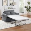 Twin Size Sofa Bed Sleeper Sofa Loveseat Sofa With Foldable Mattress, USB Ports, Side Table & Storage Pocket - Gray - Image 3