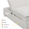 4 In 1 Sofa Bed, Chair Bed, Multi - Function Folding Ottoman Bed With Storage Pocket And USB Port For Small Room Apartment, Living Room, Bedroom, Hallway - White - Image 5