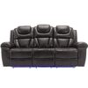 3 Pieces Recliner Sofa Sets Home Theater Seating Manual Recliner Chair With Center Console And Led Light Strip For Living Room - Brown - Image 12