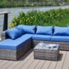 Luxurious Comfort Patio Sofa With Cushions - Blue / Gray - Image 6