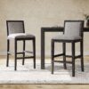 Bar Stools (Set of 2), Rubber Wood Frame, Retro Bar Chairs Suitable For Kitchen Island - Black / Gray - Image 5