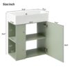 Modern Floating Bathroom Vanity With Ceramic Basin, Perfect For Small Bathrooms, Left Side Storage - Green - Image 8