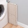 Laundry Hamper With Lid PE Rattan Powder Coating Frame Clothes Hampers With 2 Removable Bags, Wheels, 160L - Gray - Image 23