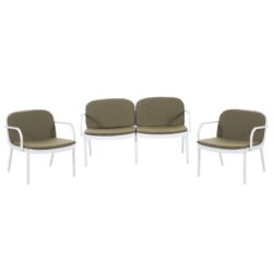 Luna - Outdoor Patio Pp 3 Pieces Chat Set Frame With Cushions Durable And Stylish Seating - Green / White