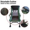 Camping Lounge Chair, Portable Folding Reclining Camping With Adjustable Backrest For Indoor And Outdoor Camping Beach Hiking Fishing - Green / Black - Image 11