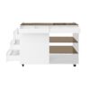 Multi-Functional Storage Island Movable Storage Cabinet Island Vanity Dresser With 3 Side Storage Drawer, A Reversible Top Storage Space And 2 Glass Display Shelves - White - Image 11