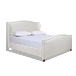 Carmen - King Upholstered Wingback Panel Bed Frame - Antique White