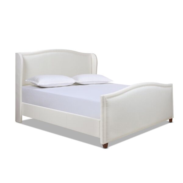 Carmen - King Upholstered Wingback Panel Bed Frame - Antique White