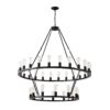 Extra Large Wagon Wheel Chandelier, 2 Tier 36 Lights (No Include) Farmhouse Industrial Round High Ceiling Pendant Light Adjustable Chain, For Dining Room, Living Room, Kitchen - Black - Image 15