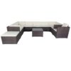 11 Piece Patio Wicker Conversation Set, 10 Seater Patio Sectional Set With 3 Storage Box Under Seat - Brown / White - Image 24