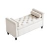 Storage Bench, Queen Velvet Button Bedside Bench, Entryway Living Room With Armrests, Nailhead Trim, Upholstered Bedroom Bench, Bedside Ottoman, Living Room, Entryway - Cream - Image 10