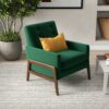 Cole - Solid Wood Lounge Chair - Green Fabric - Image 8