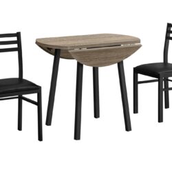3 Piece Drop Leaf Dining Table Set, Contemporary & Modern - Taupe