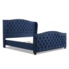 Marcella - King Upholstered Shelter Headboard Bed Set - Dark Sapphire Blue - Image 3