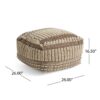 Rustic Wool And Cotton Large Pouf, Handcrafted Tufted Design - Brown / Beige - Image 3