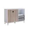 Wooden Display Rack, Cabinet With Drawer, Holds 6 Wine Glass - White / Dark Taupe - Image 3