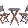 3 Piece Acacia Bistro Set, Folding Patio Furniture For Garden Backyard Balcony Porch With 1 Coffee Table And 2 Foldable Chairs - Natural Stained - Image 13