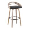 Cassis - Mid-Century Modern Fixed Height Barstool With Swivel With Round Footrest (Set of 2) - Light Gray / Black - Image 2