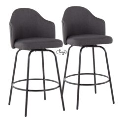 Ahoy - Contemporary Fixed Height Counter Stool (Set of 2) - Black / Charcoal