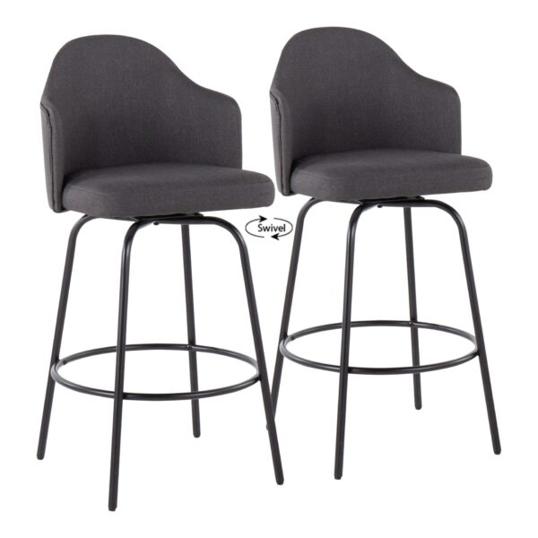 Ahoy - Contemporary Fixed Height Counter Stool (Set of 2) - Black / Charcoal