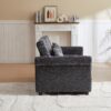 3 In 1 Loveseat Sofa Bed Chenille Fabric Pull Out Couch Sleeper Full Back Frame, Seat Frame, Armrests & 2 Pillows - Dark Gray - Image 15