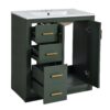 Bathroom Vanity With Ceramic Sink Combo, Frame Bathroom Storage Cabinet, Freestanding Vanity Set With 3 Drawers & Soft Closing Doors - Green - Image 13