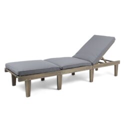Ariana - Wooden Chaise Lounge With Cushion, Stylish Outdoor Relaxation - Gray