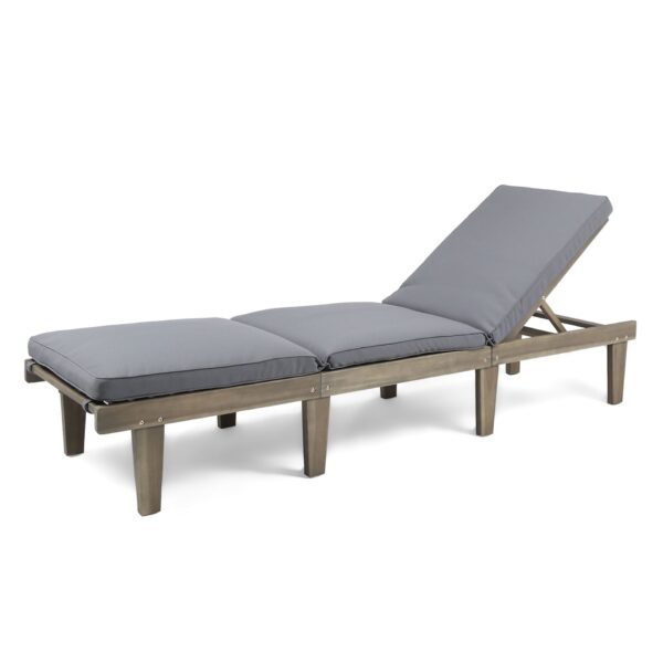Ariana - Wooden Chaise Lounge With Cushion, Stylish Outdoor Relaxation - Gray