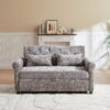3 In 1 Loveseat Sofa Bed Chenille Fabric Pull Out Couch Sleeper Full Back Frame, Seat Frame, Armrests & 2 Pillows - Light Gray - Image 7